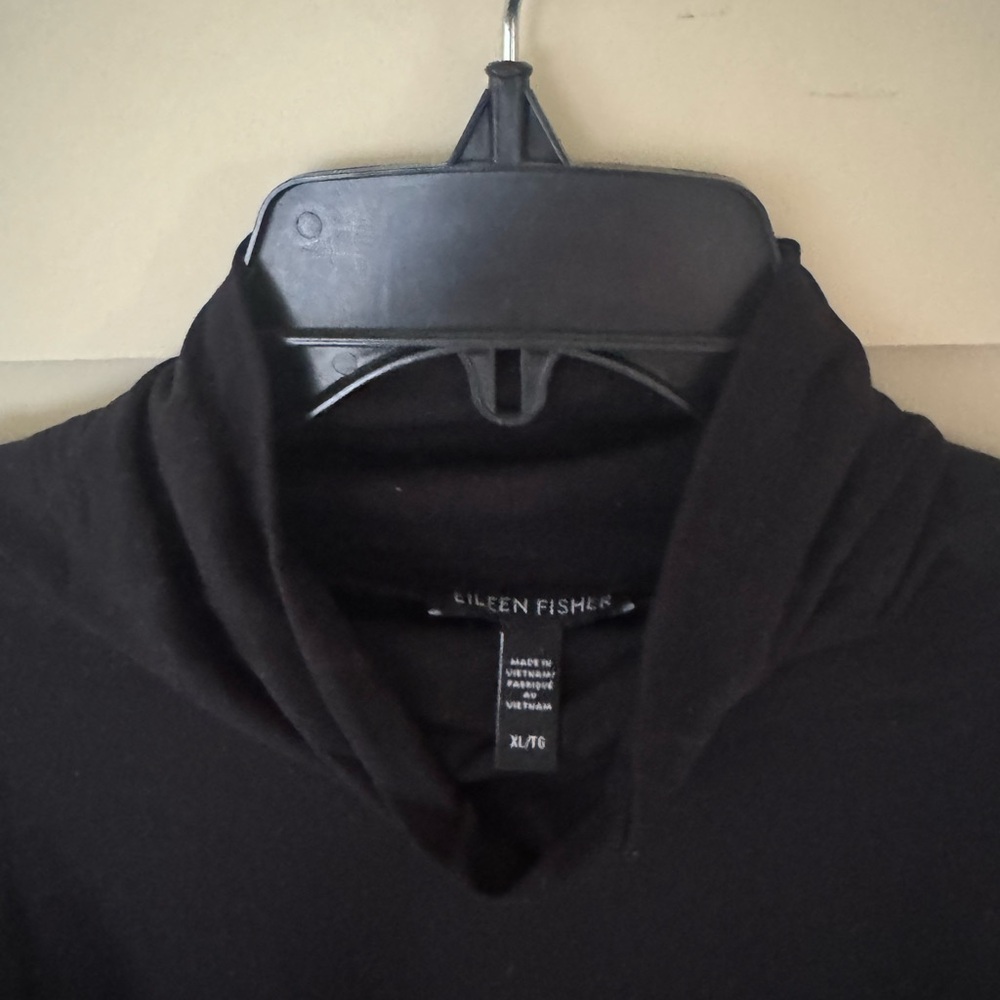 Eileen Fisher XL Black Turtleneck Long Sleeve Basic Top Shirt - Picture 3 of 5